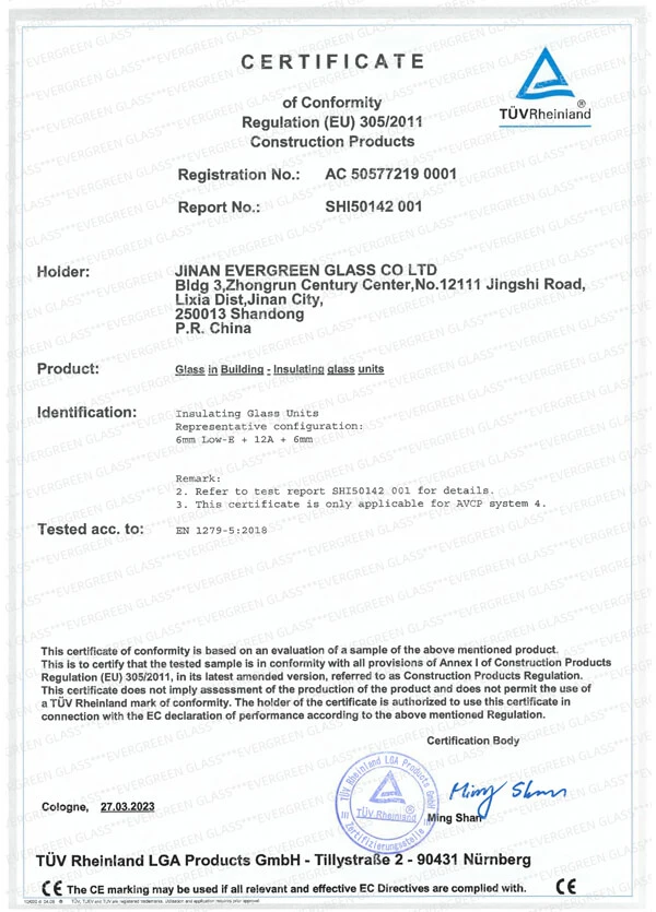 CERTIFICATE of Conformity Regulation (EU) 305/2011 Construction Products