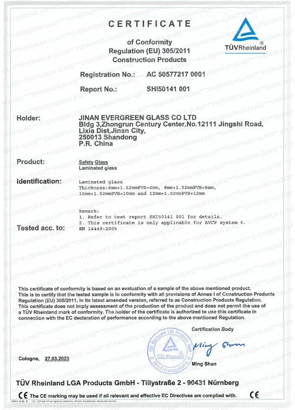 CERTIFICATE of Conformity Regulation (EU) 305/2011 Construction Products